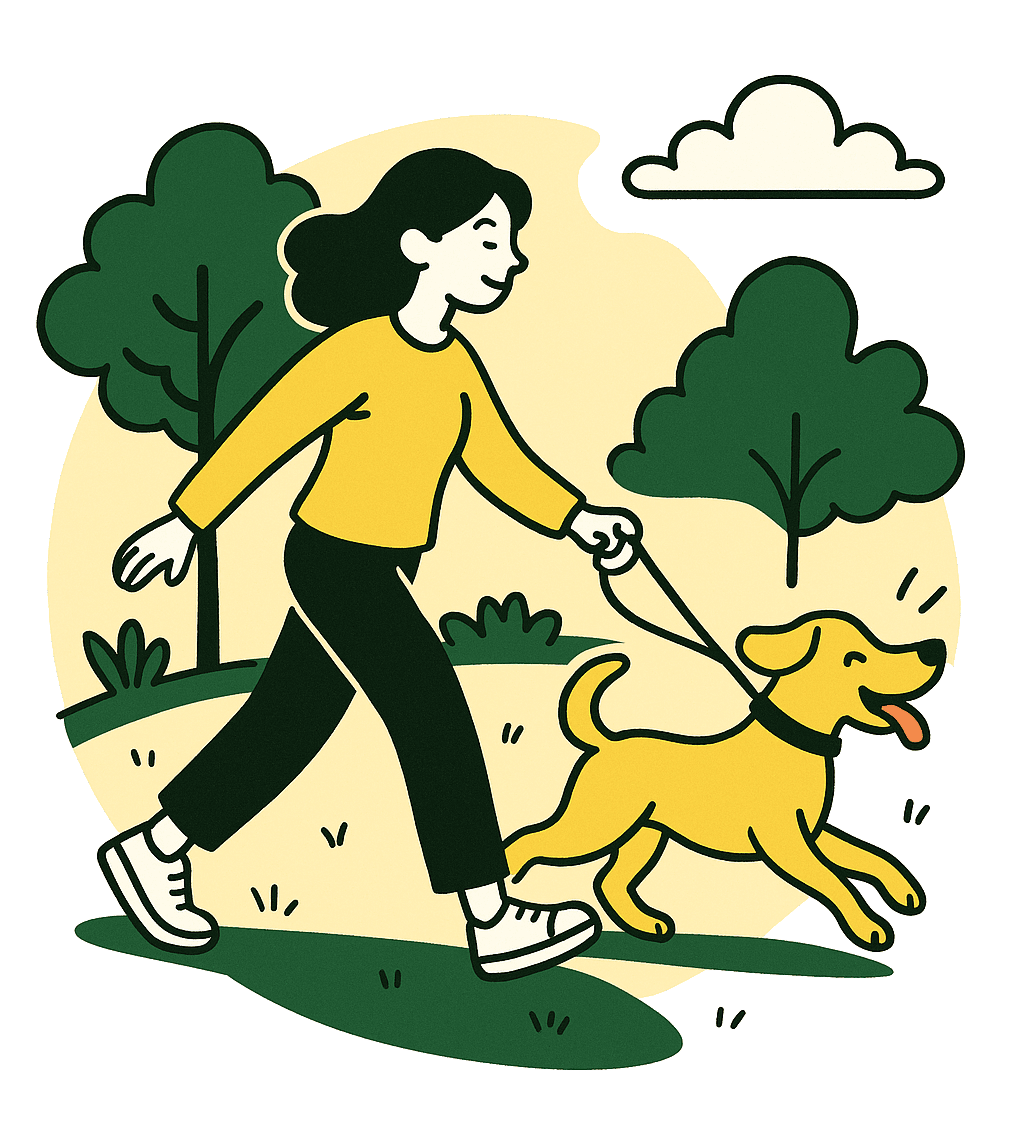 Kobieta spacerująca z psem w parku